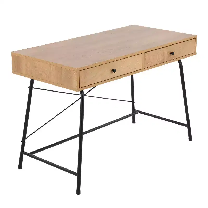 Wood Computer Desk Black/Brown : Sturdy Metal Frame, Rectangular Top, Storage Drawer