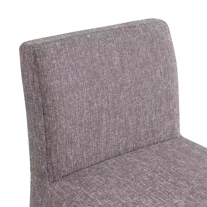 Brown Linen Upholstered Bar Stool, Armless Mid-Back, Seats 1