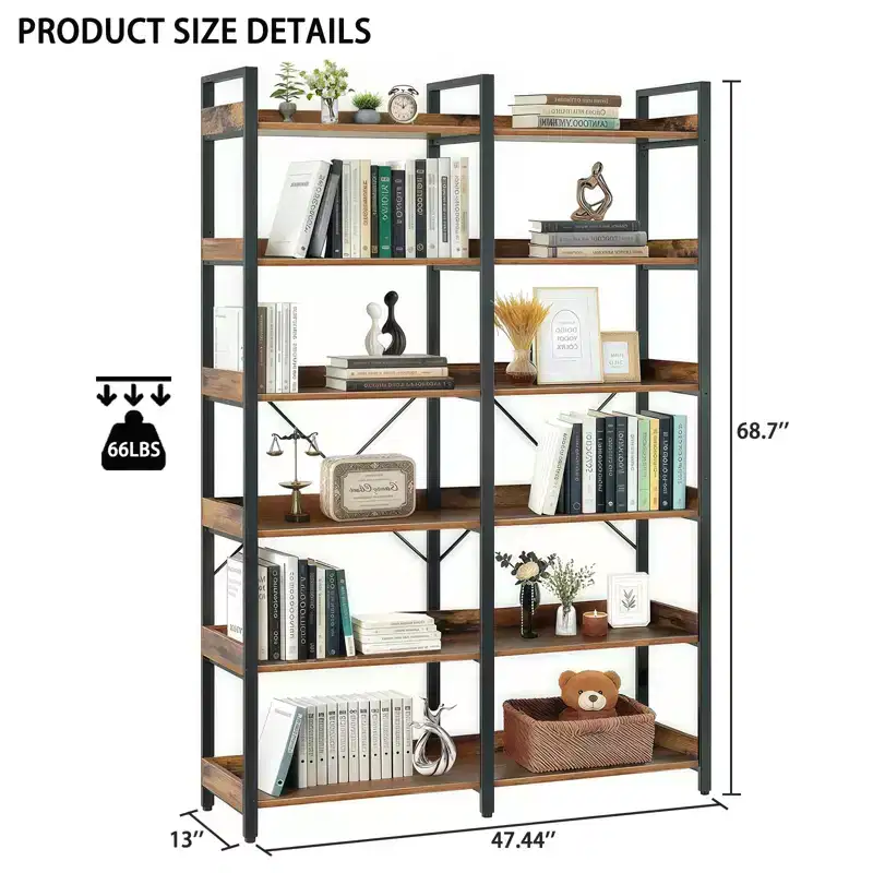 6-Tier Industrial Bookshelf, 67