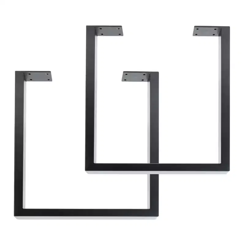 Pipe Decor 28 in. Skyline Matte Black Square Metal Landscape Dining or Desk Table Legs - 2 Pack