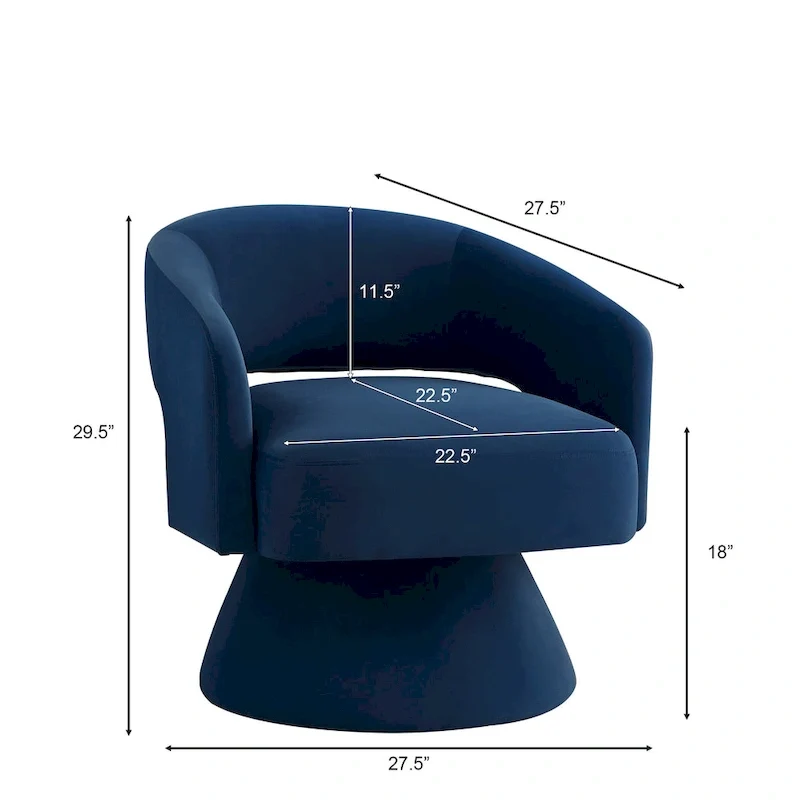Modern Swivel Barrel Chair, Upholstered Velvet Round Accent Chairs,360 Degree Comfy Swivel Chair with Open Backrest