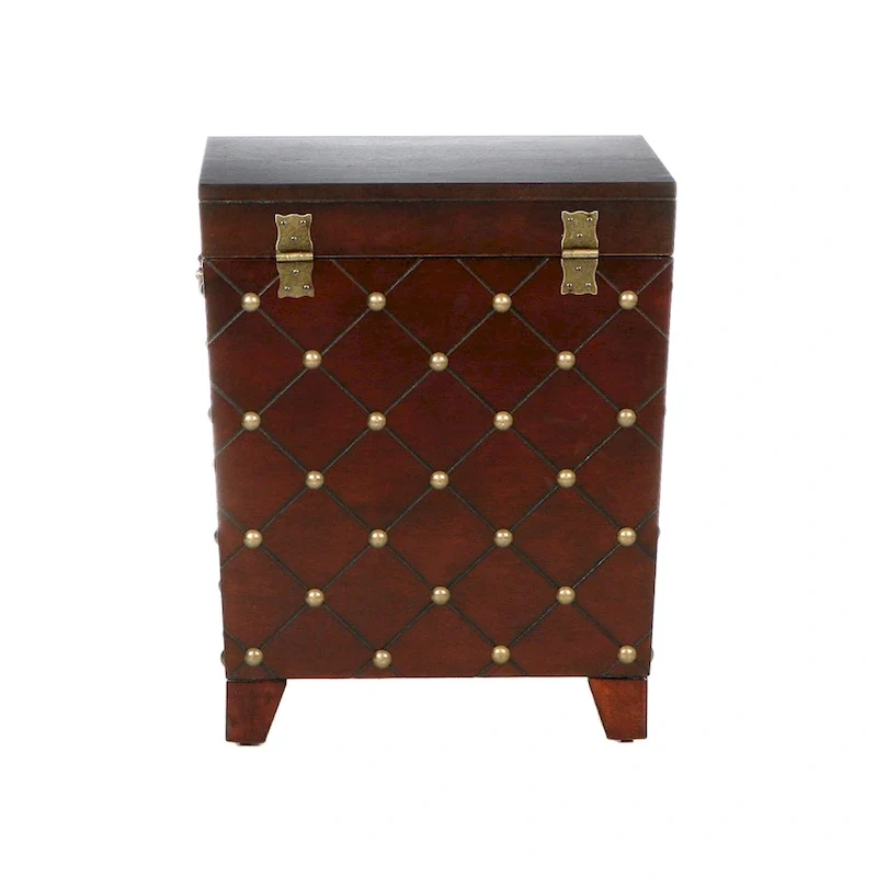 Espresso Nailhead Accent End Table Trunk with Storage - Pine and MDF