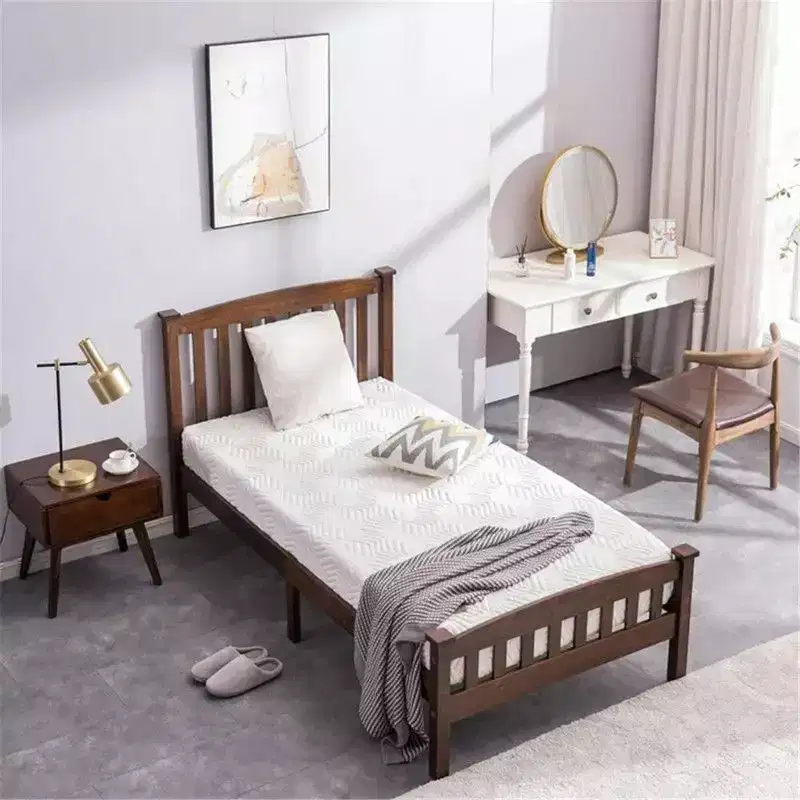 Twin Size Platform Bed Frame with Headboard – Solid Pine Wood, 11.5