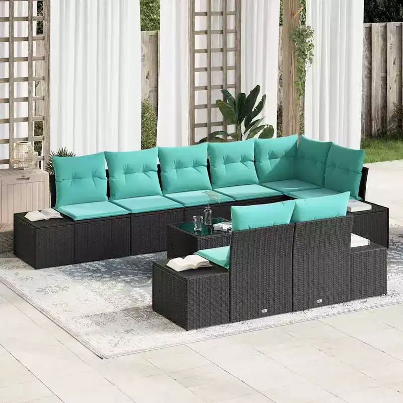 vidaXL Garden Sofa Set with Cushion 8 pcs Poly Rattan