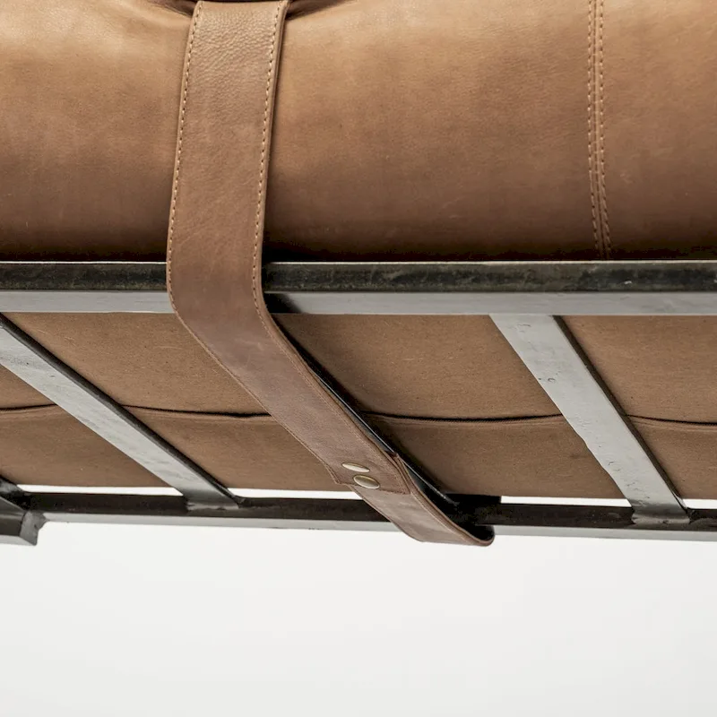 Brown & Black Genuine Leather Bench, 2-Person, 55
