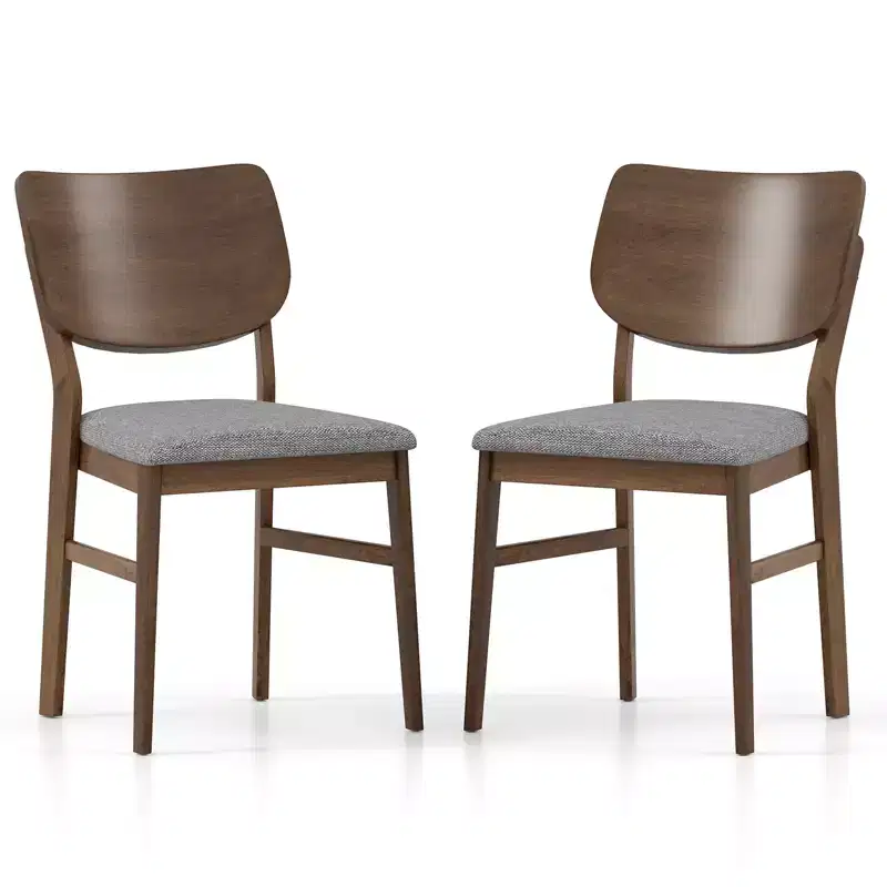 Dining Chairs w/ Rubber Wood Frame Padded Seat Curved Back Living Room