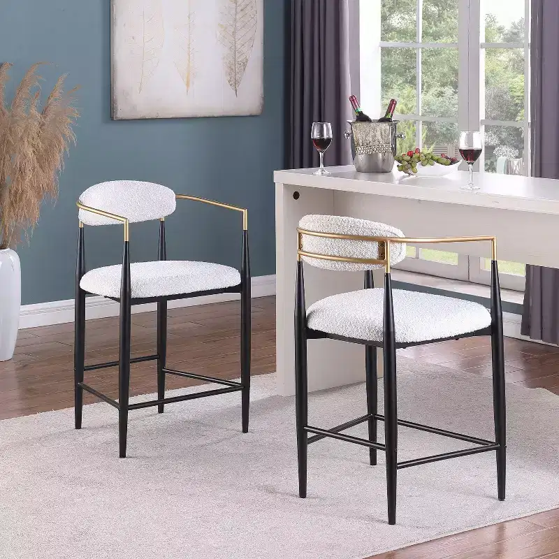 Christopher Knight Home Set of 2 25 Liam Modern Upholstered Iron Counter Height Barstools Beige/Black