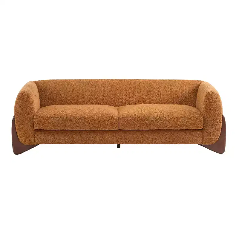 Christopher Knight Home Mia 82.75" Boucle Fabric 3 Seater Sofa Caramel