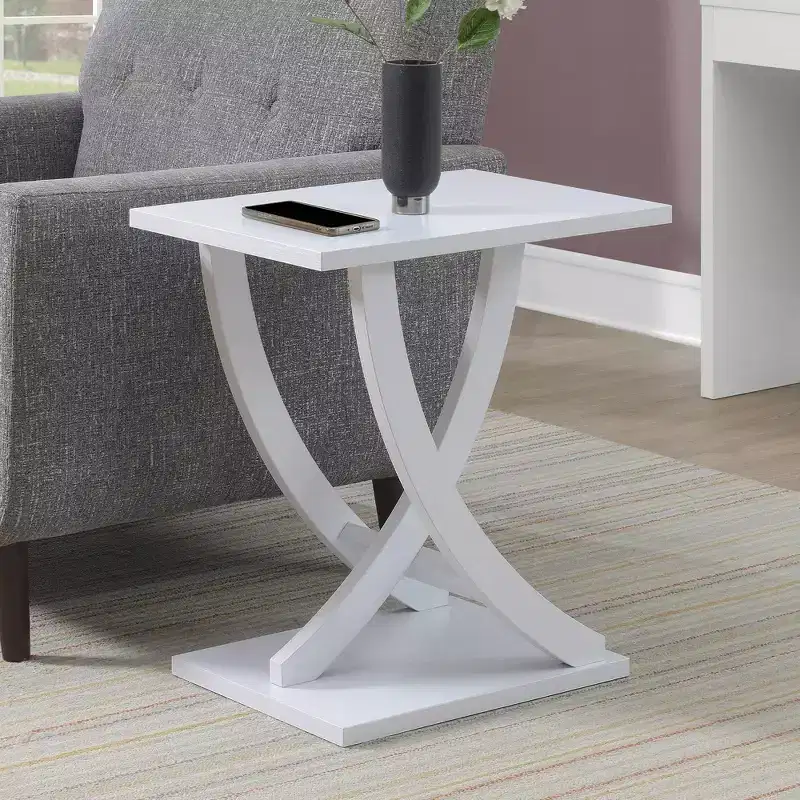 Breighton Home Newport Criss-Cross Chairside End Table in White