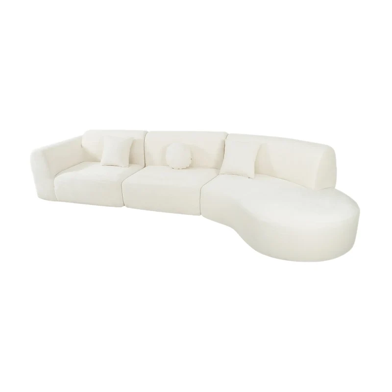 Christopher Knight Home- Buker Curved Polyester Sectional Sofa