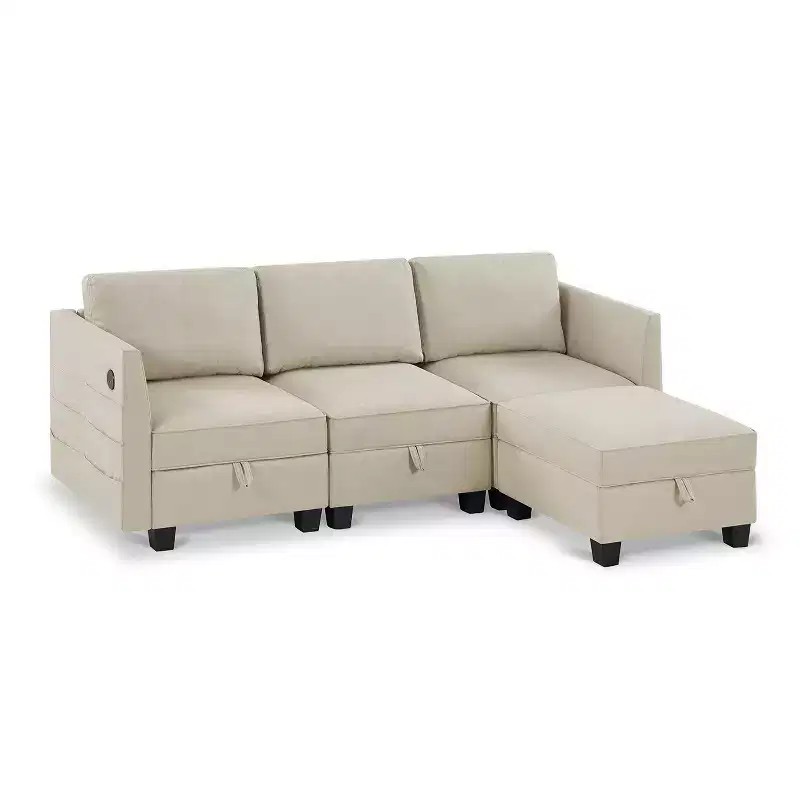 Billy 86 Modular 4-Piece Storage Sectional Sofa