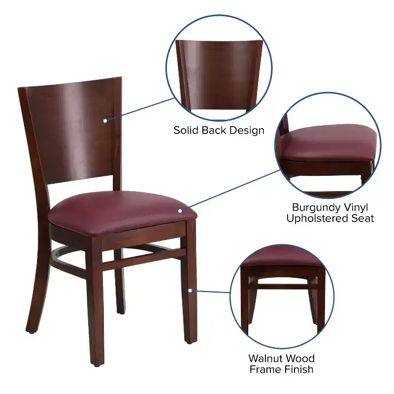 Emma and Oliver Solid Back Wooden Restaurant Dining Chair