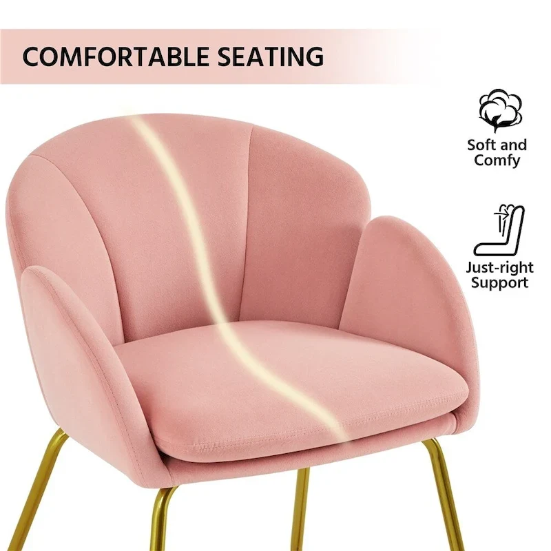 Yaheetech Flower Shape Velvet Armchair Accent Chair with Golden Metal Legs