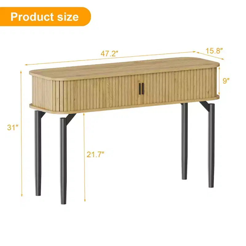47 Console Table with 2 Drawers and Open Storage, Narrow Entryway Table Behind Couch, Hallway Accent Sofa Tables for Living Room