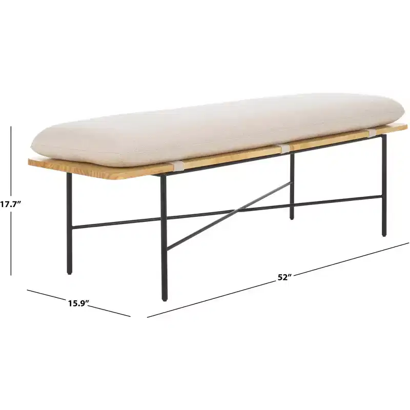 Emric Bench - BCH5201 - Creme/Black - Safavieh