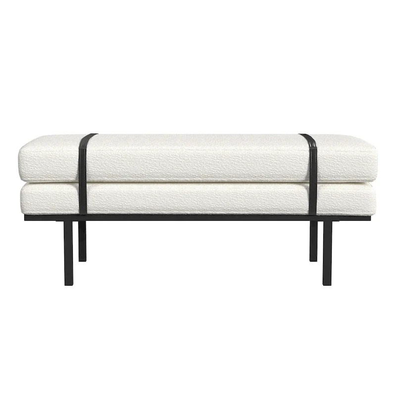 HomePop upholstered Bench with Metal Base - Cream Boucle