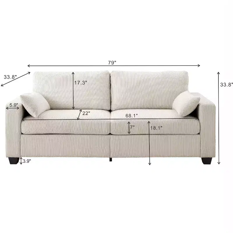 Modern Fabric Upholstered Loveseat with Removable Covers