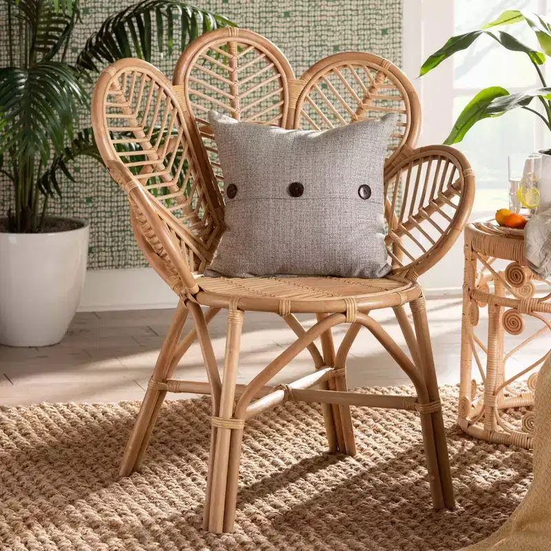Natural Rattan Flower Accent Chair Natural Brown
