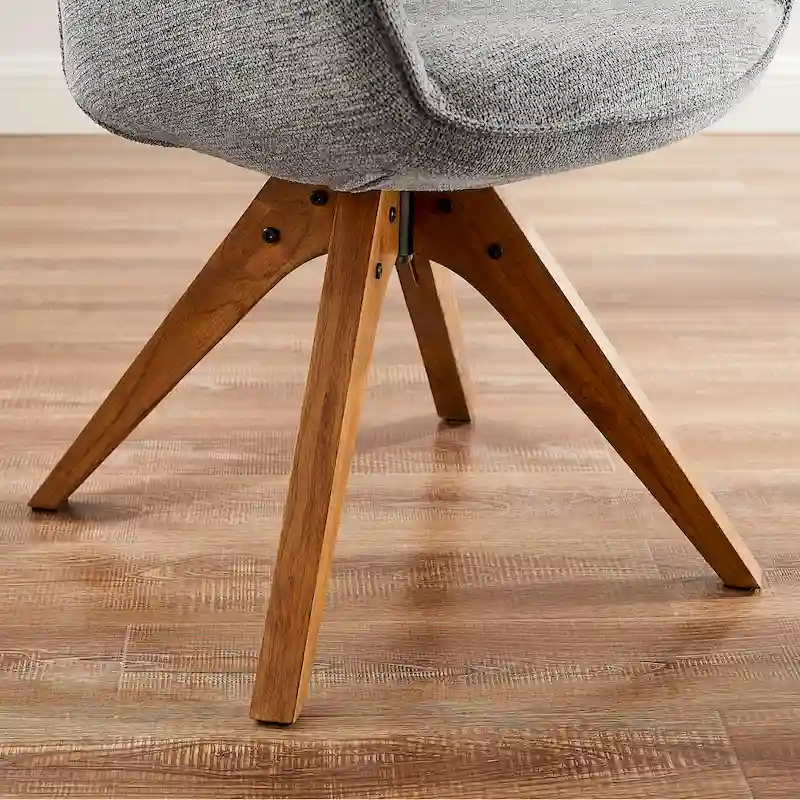 Art Leon Set of 2 Mid-century Swivel Dining Chairs with Wood Legs