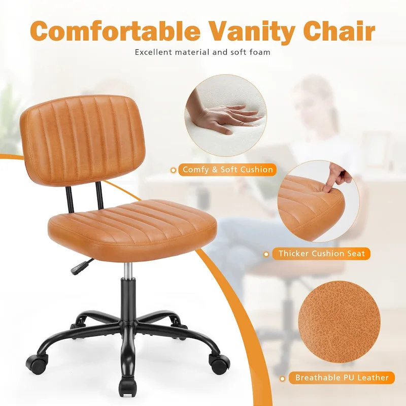 Low Back Task Chair Small Home Office Chair with Wheels