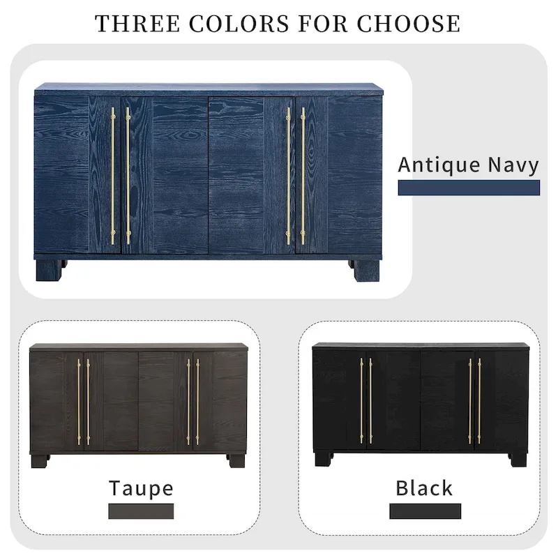Sideboard Buffet Cabinet with Adjustable Shelves & Gold Handles