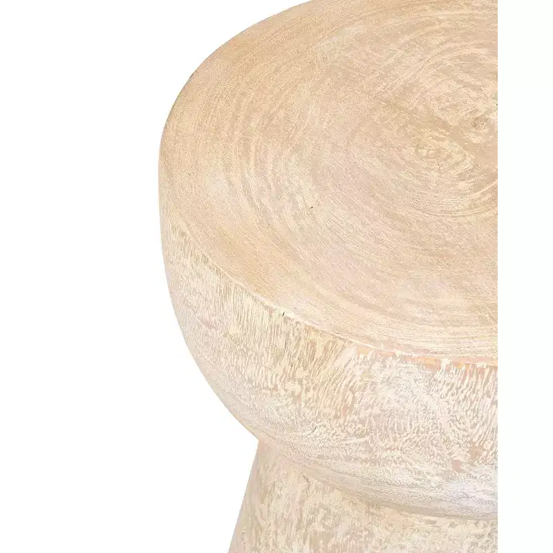 Olivia Side Table Natural - Solid Wood, Whitewashed, Farmhouse Boho Decor, No Assembly Required