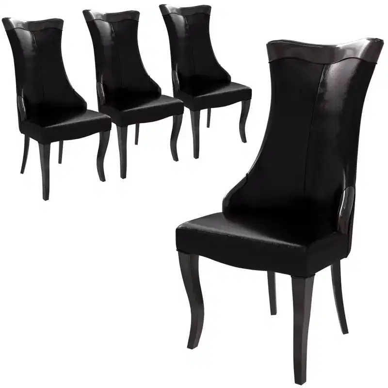 Dining Chair Upholstered in Leather/Velvet Cozy Accent Kitchen Chair with Rubberwood Legs
