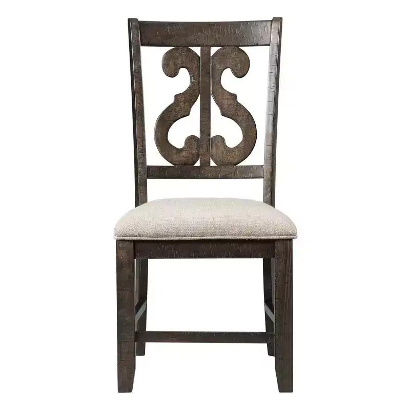 Stanford Wooden Swirl Back Chair Brown - Picket House Furnishings: Mid-Century Modern, Upholstered Seat