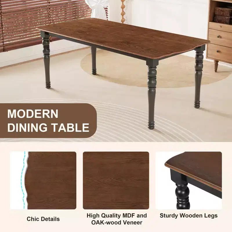 7-Piece Extendable Dining Set with 60-78 Table and 6 Upholstered Chairs