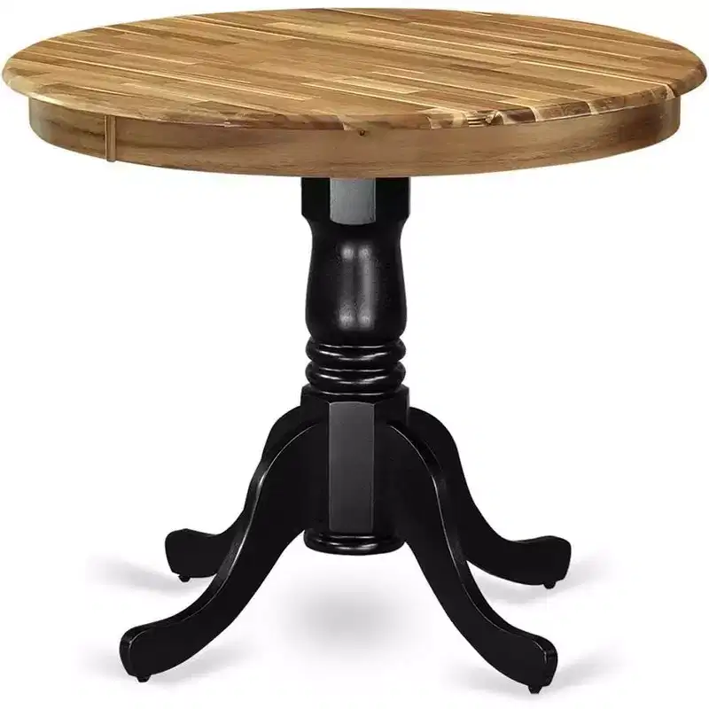 HomeStock Modern Round Table Table Top Surface and Asian Wood Dining Table Pedestal Legs