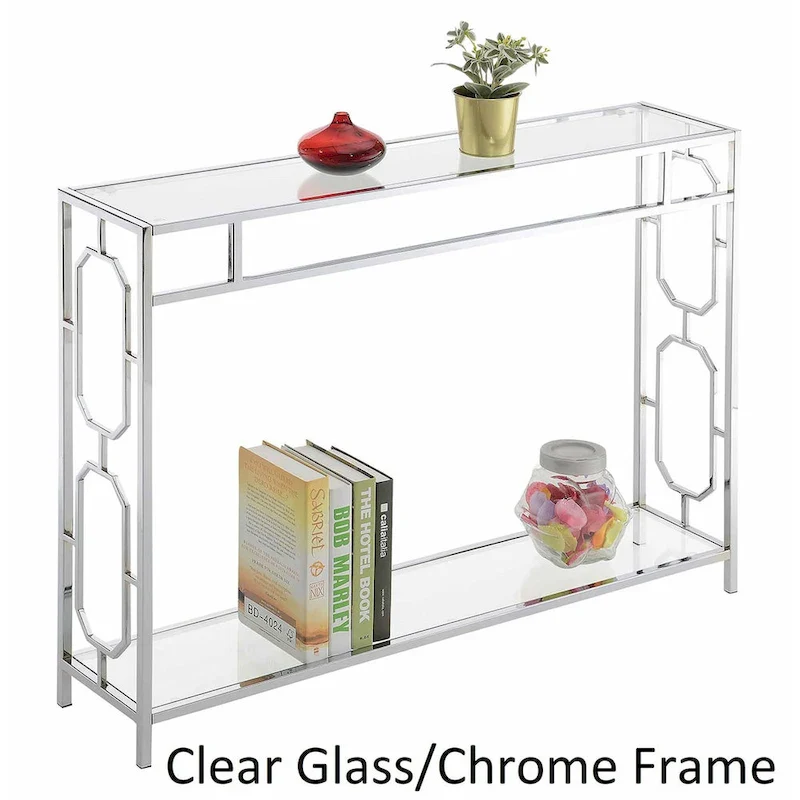 Omega Chrome Console Table with Shelf