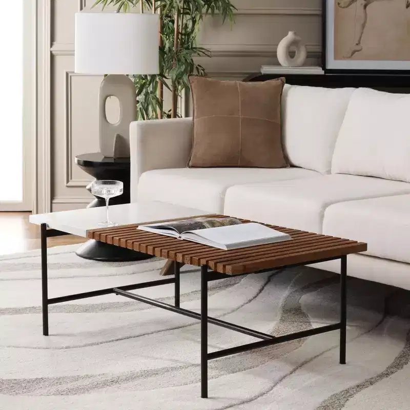 Dallas Coffee Table - Brown/White Faux Marble - Safavieh