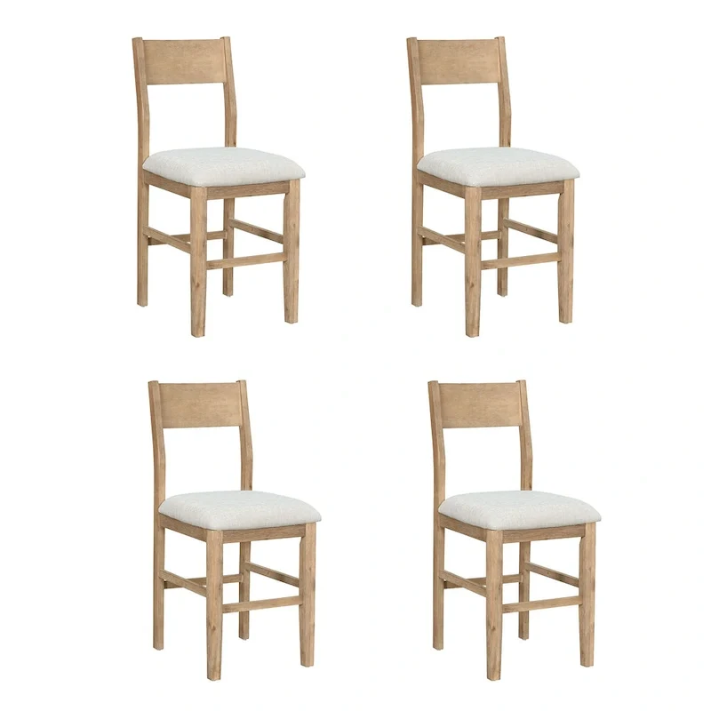 5 Pcs Counter Height Dining Table Set, Solid Wood Kitchen Dining Table Set with Rectangular Dining Table and 4 Dining Chairs