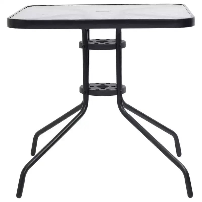 vidaXL Garden Table Black Steel Standard Durable Garden Table Square