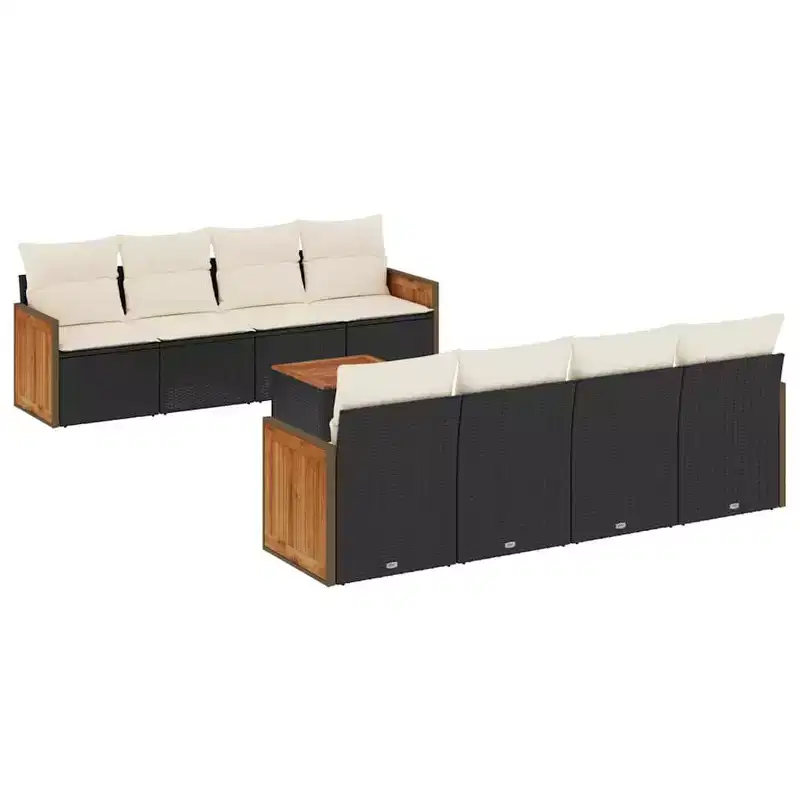 vidaXL Garden Sofa Set Black, Cream White PE rattan Large Modular
