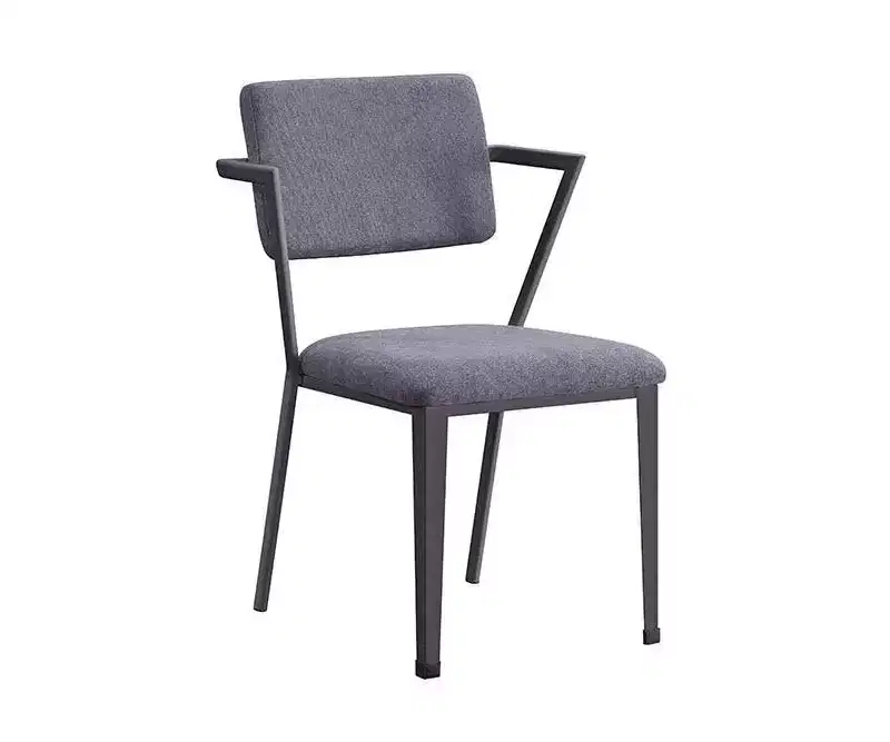 Acme Furniture 24 Cargo Fabric Chair Gray/Gunmetal: Linen Upholstery, Metal Frame, Tufted Design