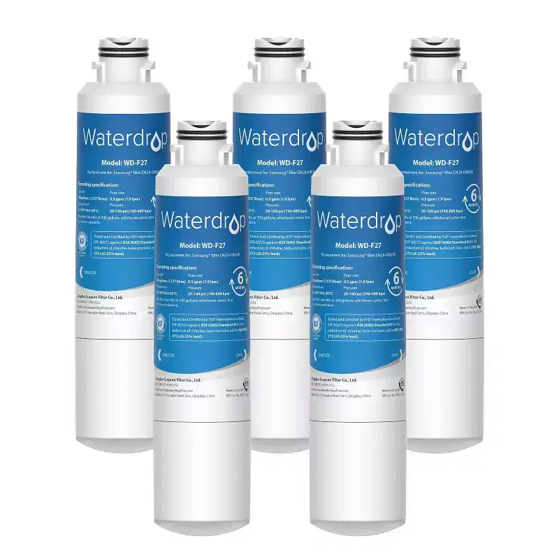 Waterdrop DA29-00020B Replacement for Samsung Water Filter HAF-CIN/EXP, DA29-00020B, HAF-CIN, DA29-00020B-1, RF28HMEDBSR, RF263BEAESR, 5 Filters