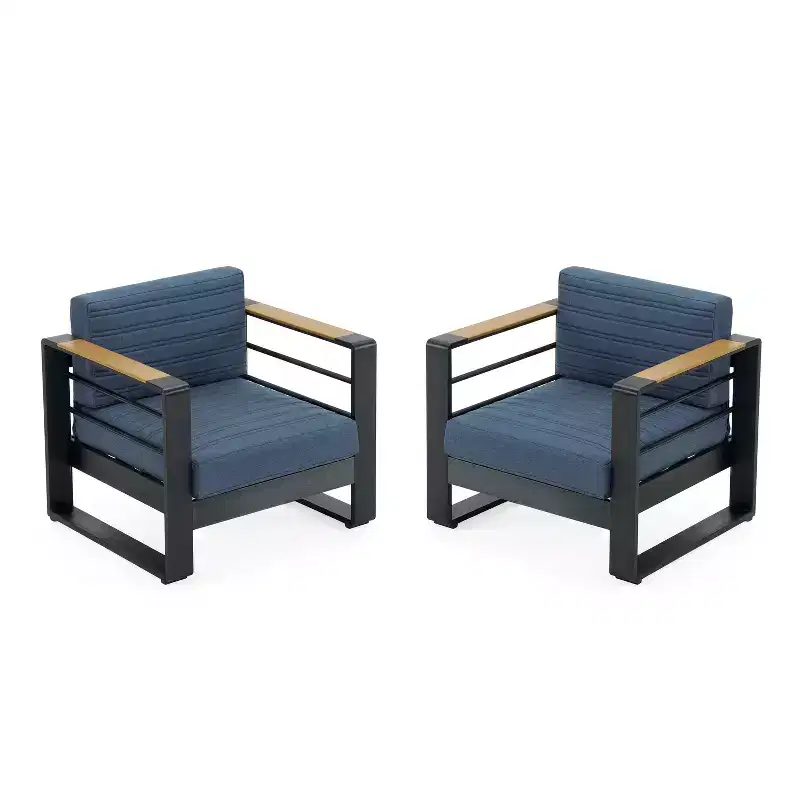 Christopher Knight Home Giovanna Outdoor Aluminum and Faux Wood Club Chair (Set of 2)