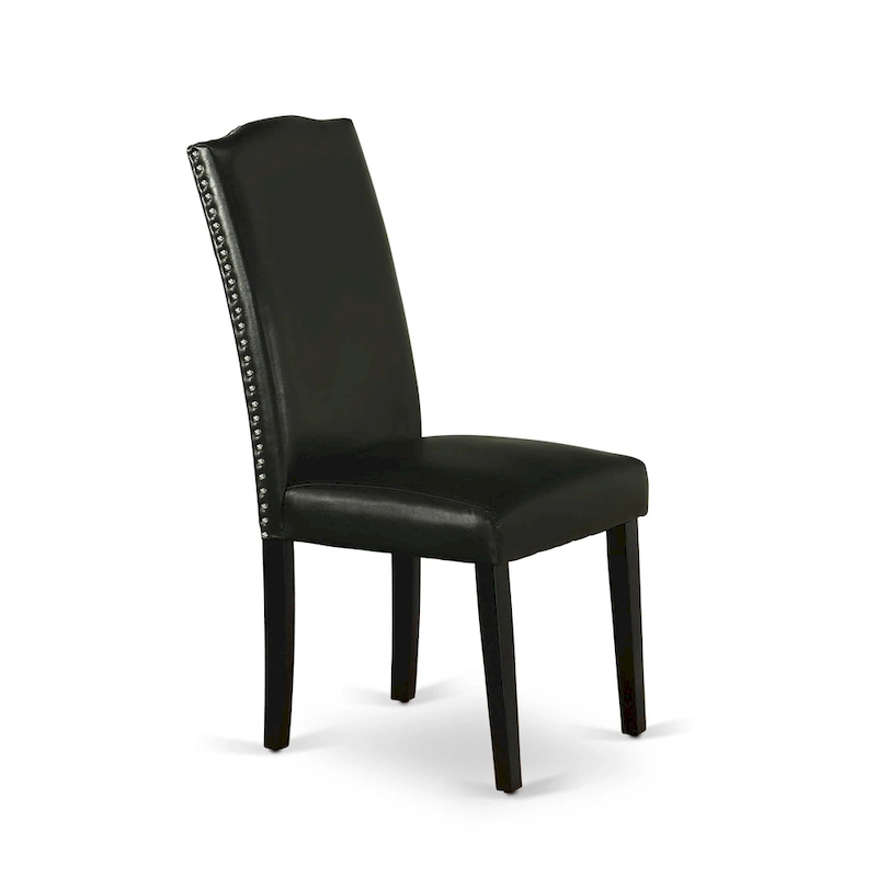 East West Furniture Dining Set-a Dining Table & Black Parson Chairs, Wire brushed Black.(Upholstered & Pieces Options)