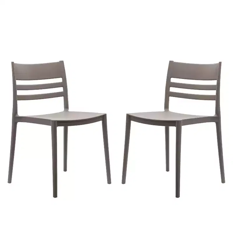 Flash Furniture Bridgeport Set of 2 Indoor-Outdoor Stacking Patio Chair with Slatted Backrest, Commercial All-Weather Resin Chair