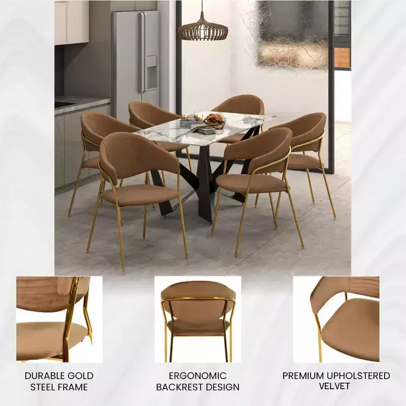 Upholstered Dining Chair Set of 2 Velvet Camelback Stainless Steel Legs 330 lbs