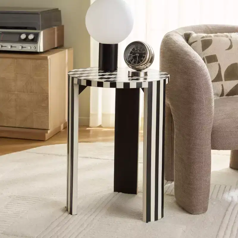 Rina Accent Table - ACC3232 - Black/White - Safavieh