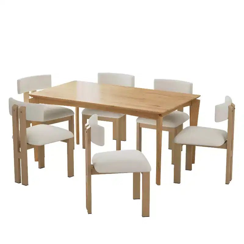 Christopher Knight Home Benao 7 Pieces Wood and Metal Upholstered Dining Set