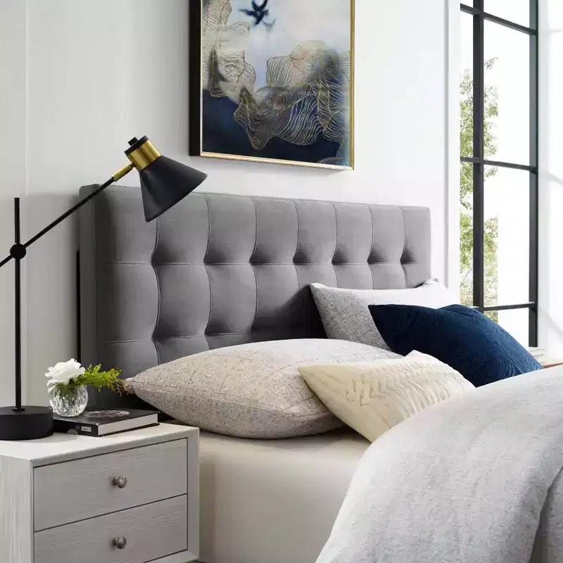 Queen Lily Biscuit Tufted Performance Velvet Headboard