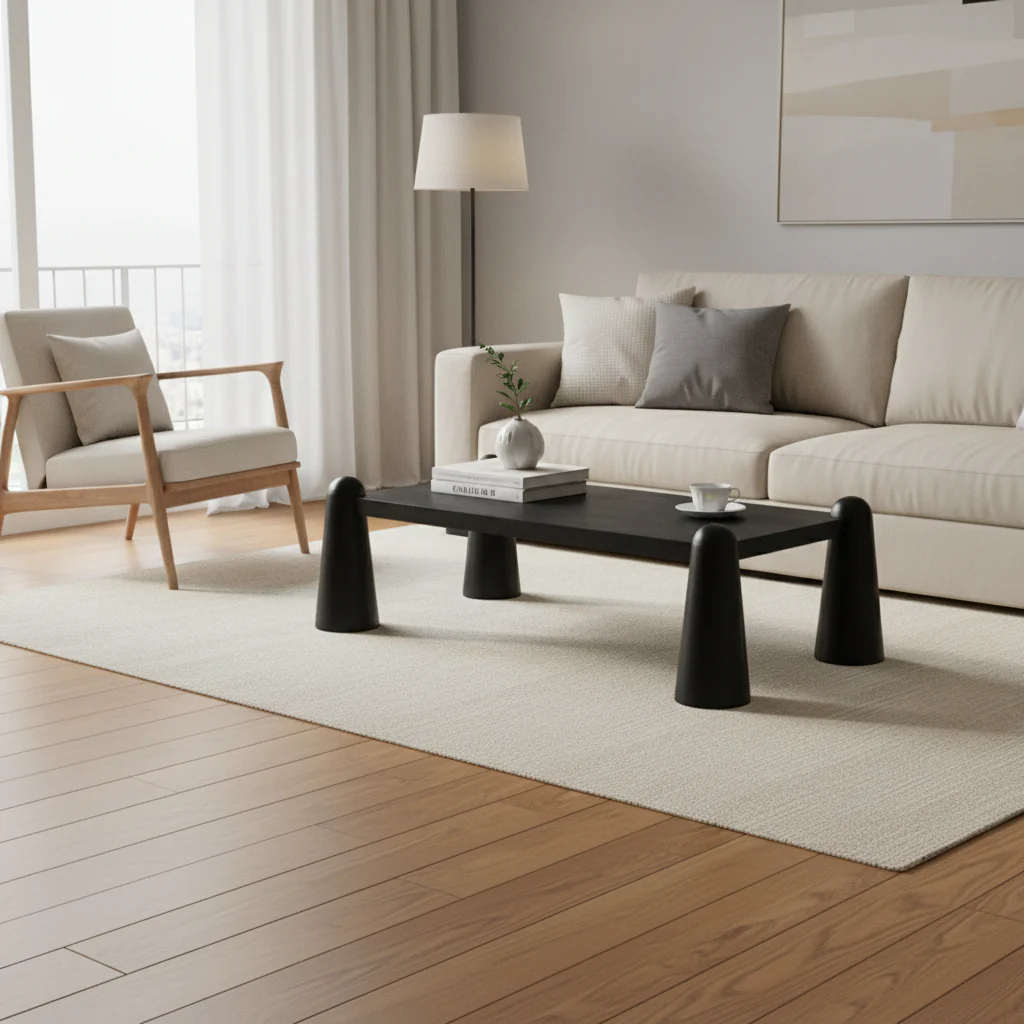 Wyndham Black Coffee Table, Modern Living Room Center Table