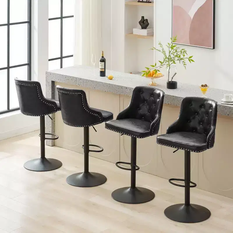 Bar Stools Set of 2,Adjustable Swivel Barstools, Faux Leather Bar Chairs,Upholstered Counter Height with High Backrest