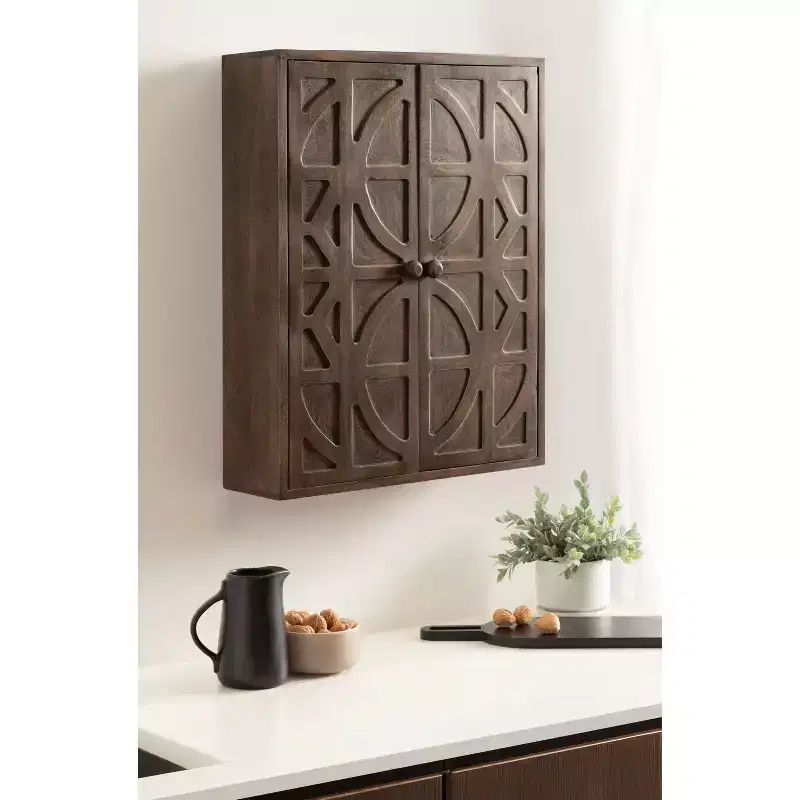 Galliene Hand-Carved Mango Wood Wall Cabinet — 22
