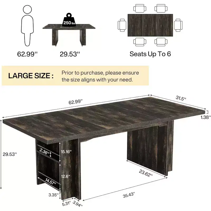 Farmhouse Dining Table for 4-6, 62.99