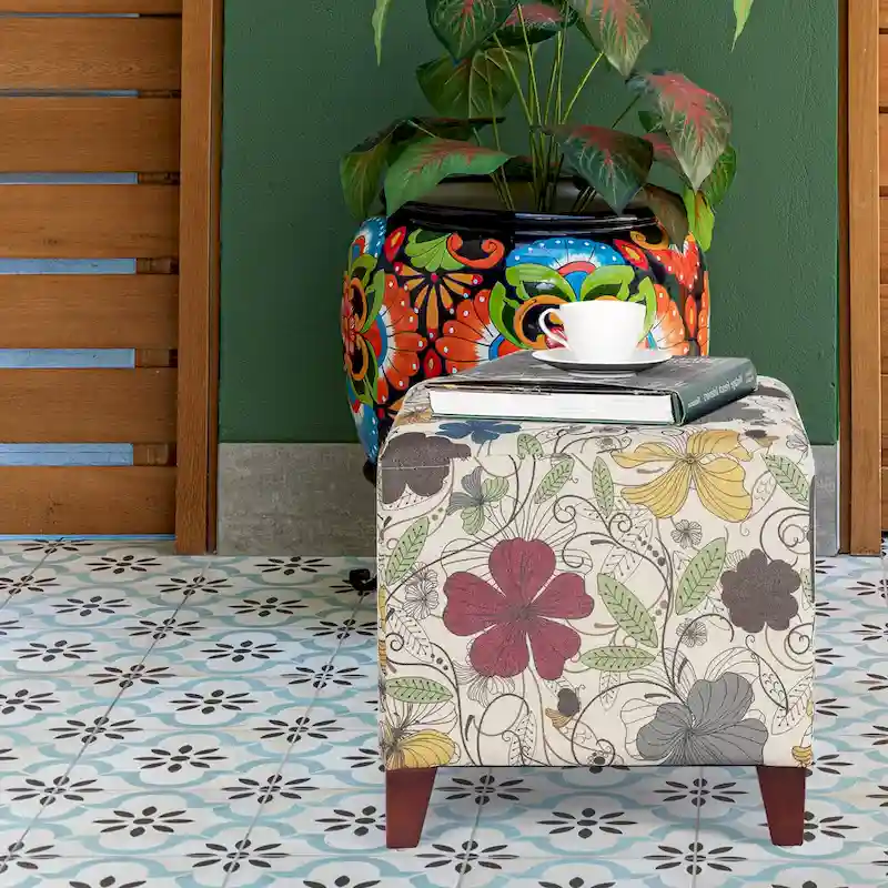 Adeco 16.3 Cube Ottoman Foot Rest Stool