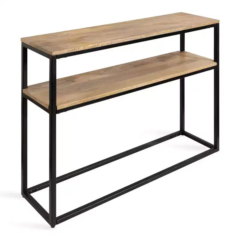 Rectangle Wood Console Table, 36x10x30, Natural and Black